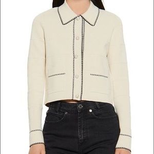 Sandro Natural Lore Braided-trim Knitted Cardigan